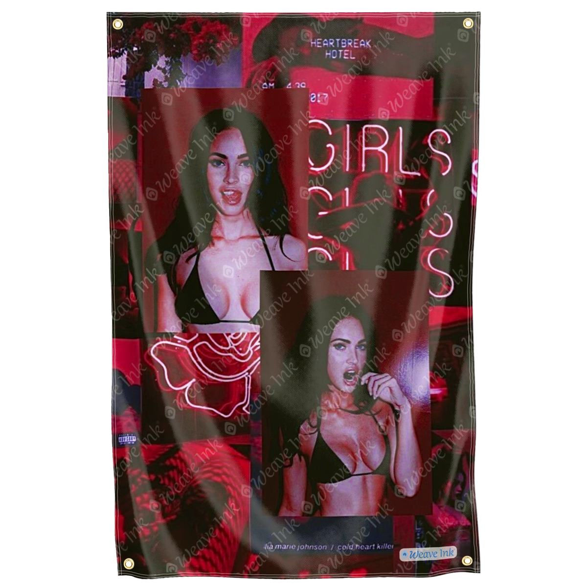 Megan Fox Aesthetic Collage Flag Wall Decor Tapestry Man Cave Garage Fan Gift