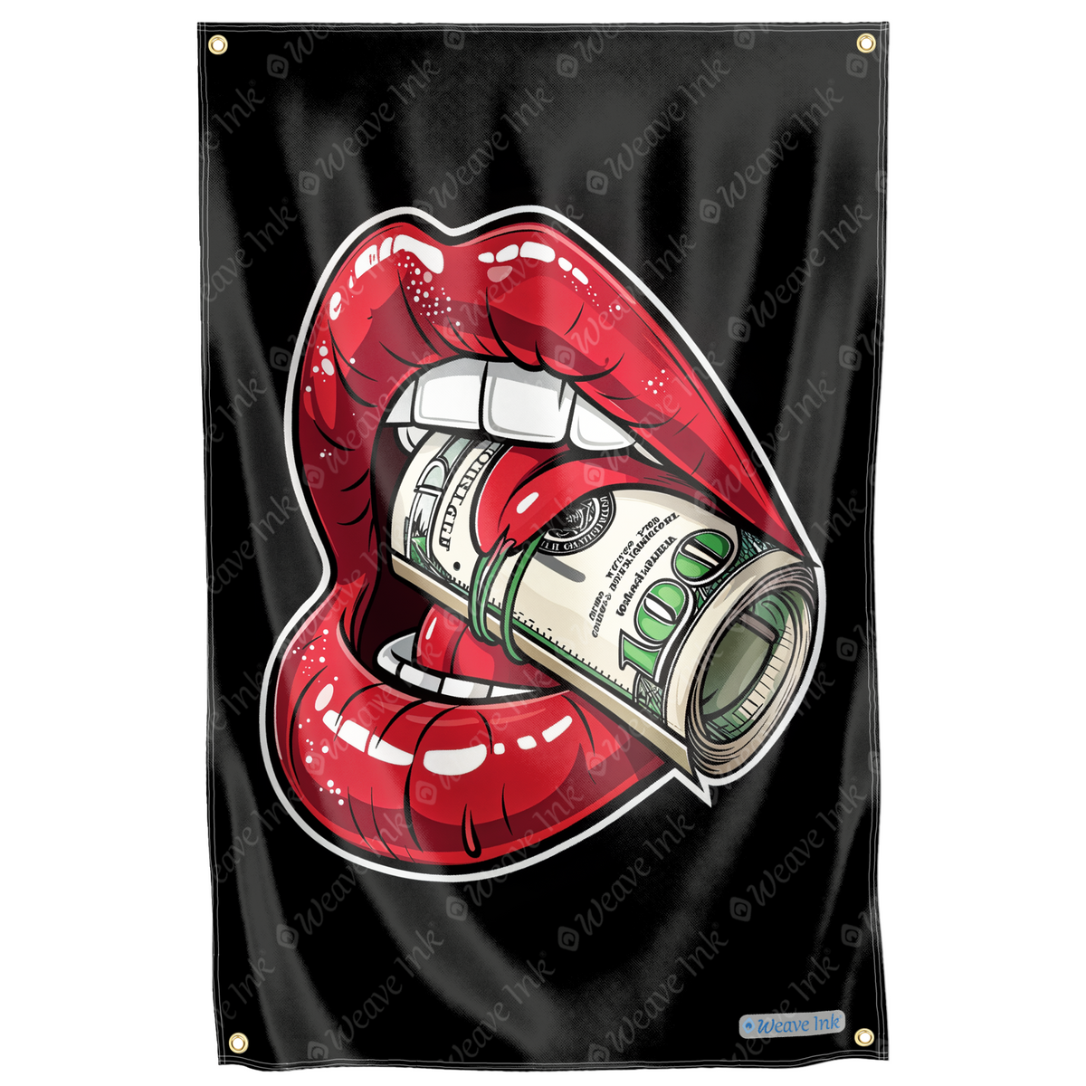 Money Lips Tapestry Gangster Streetwear Wall Art Urban Room Man Cave Garage Decor