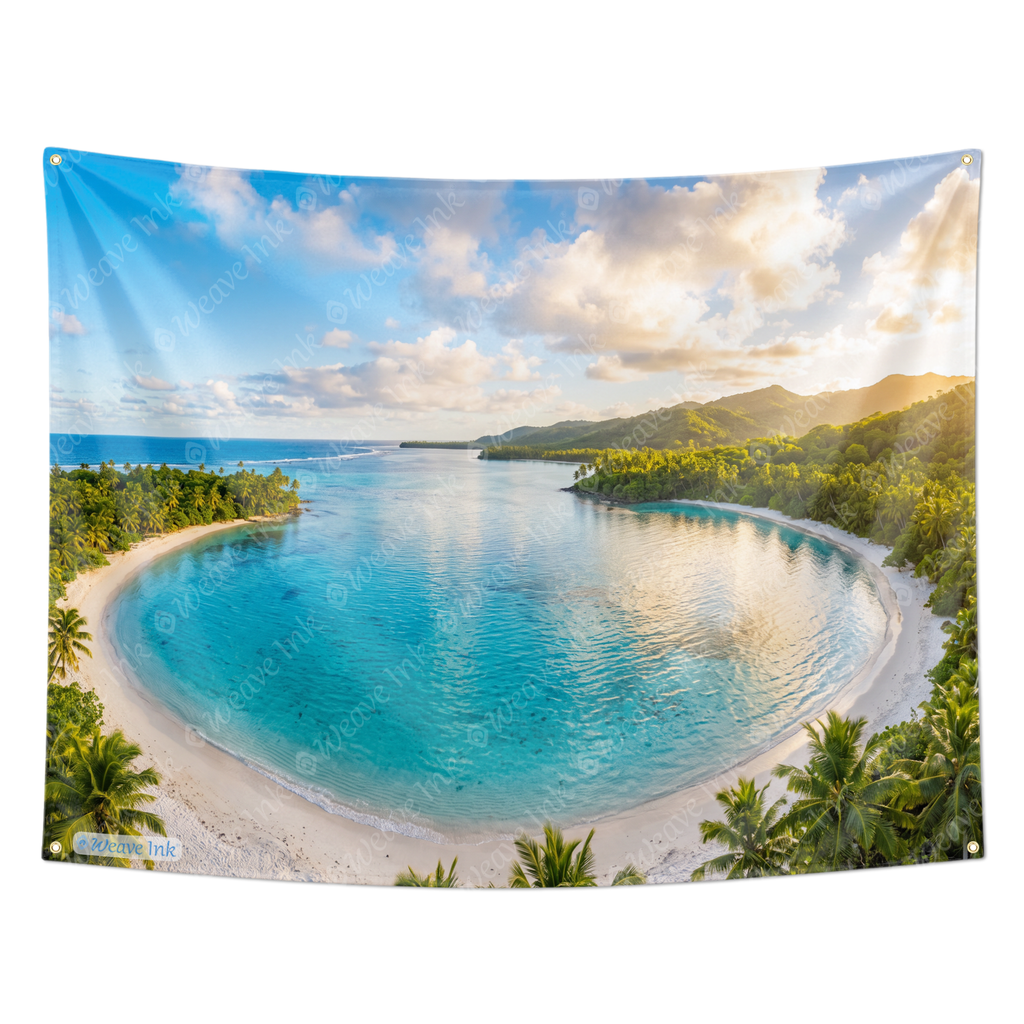 Crystal Blue Tropical Lagoon Tapestry Wall Hanging – Luxury Beach Paradise Wall Decor for Bedroom, Living Room & Dorm Room