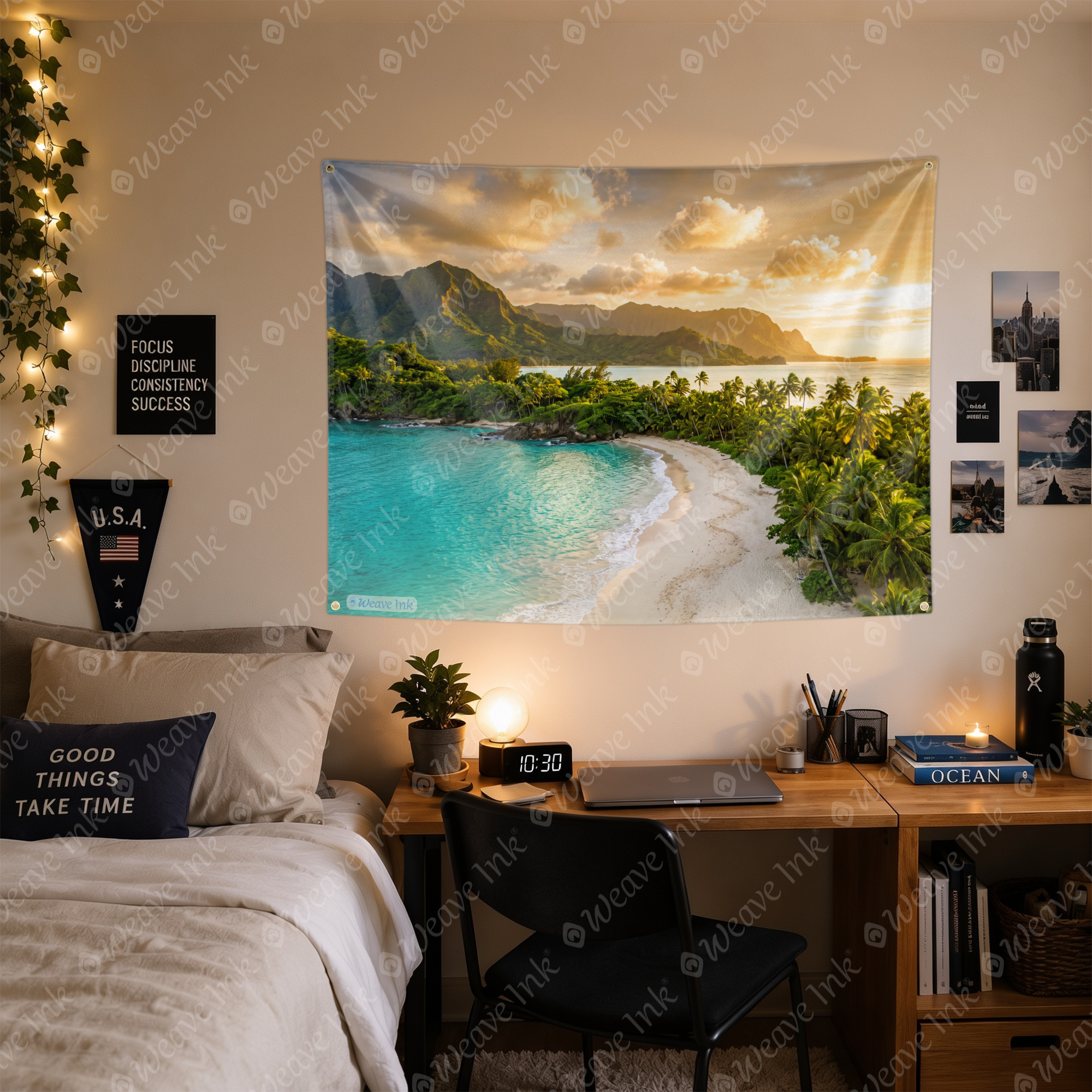 Hawaiian Tropical Beach Tapestry Wall Hanging – Turquoise Ocean Paradise Wall Decor for Bedroom, Living Room & Dorm Room