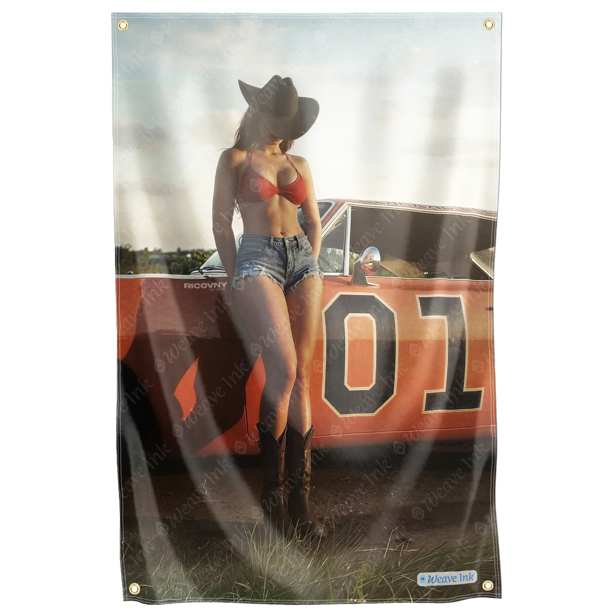 Cowgirl Dodge Retro TV series Flag Wall Hang Decor Vintage Tapestry Man Cave