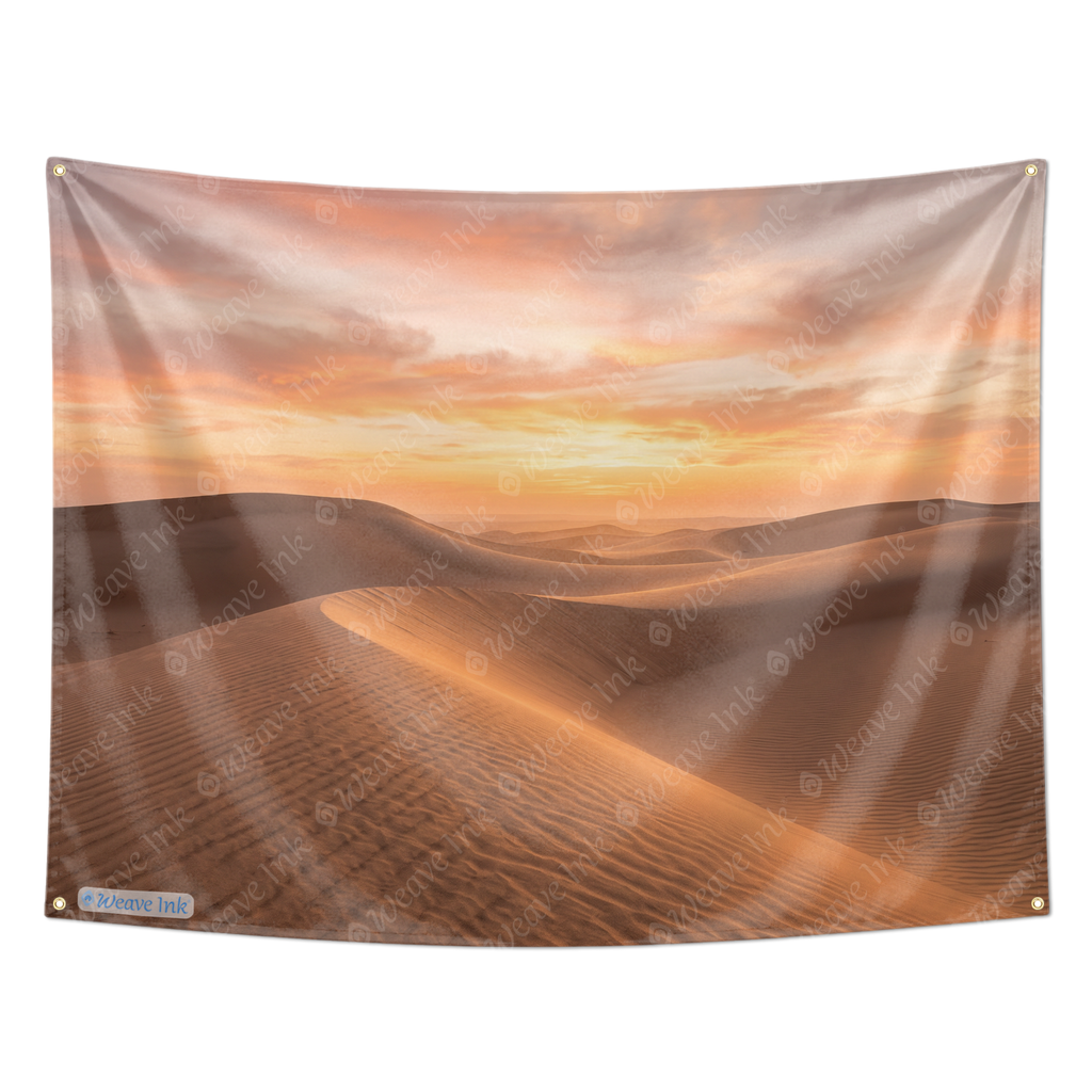 Bohemian Desert Sunset Tapestry Wall Hanging – Minimalist Boho Sand Dunes Wall Decor for Bedroom, Living Room & Dorm Room
