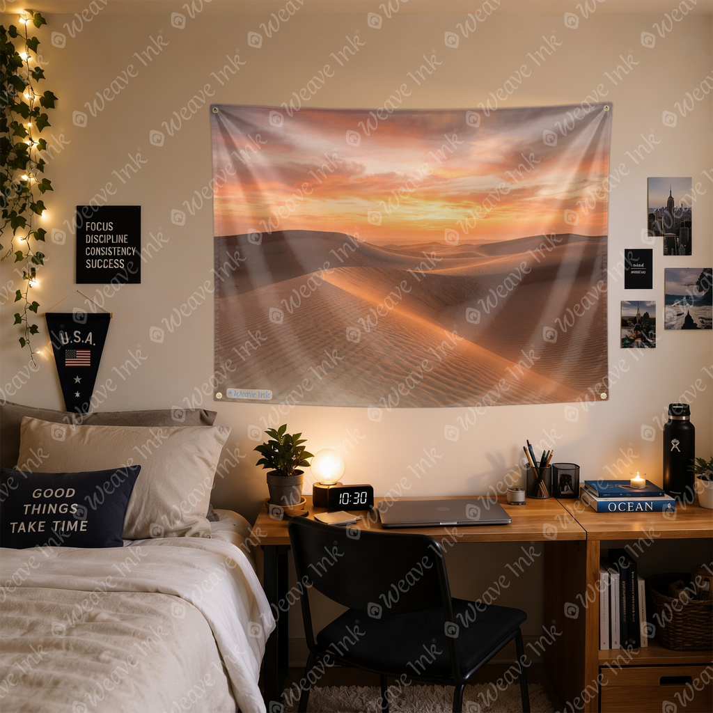 Bohemian Desert Sunset Tapestry Wall Hanging – Minimalist Boho Sand Dunes Wall Decor for Bedroom, Living Room & Dorm Room