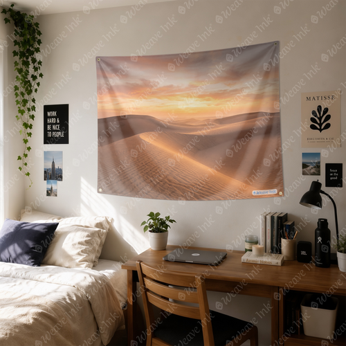 Bohemian Desert Sunset Tapestry Wall Hanging – Minimalist Boho Sand Dunes Wall Decor for Bedroom, Living Room & Dorm Room