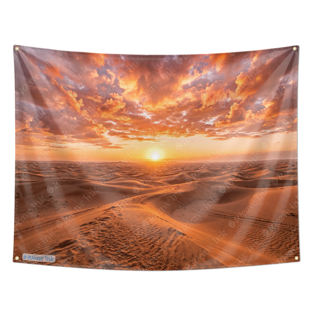 Golden Hour Desert Sunset Tapestry Wall Hanging – Luxury Sand Dunes Wall Decor for Bedroom, Living Room & Dorm Room