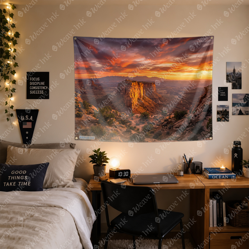 American Southwest Desert Sunset Tapestry Wall Hanging – Sandstone Canyon Wall Decor for Bedroom, Living Room & Dorm Room