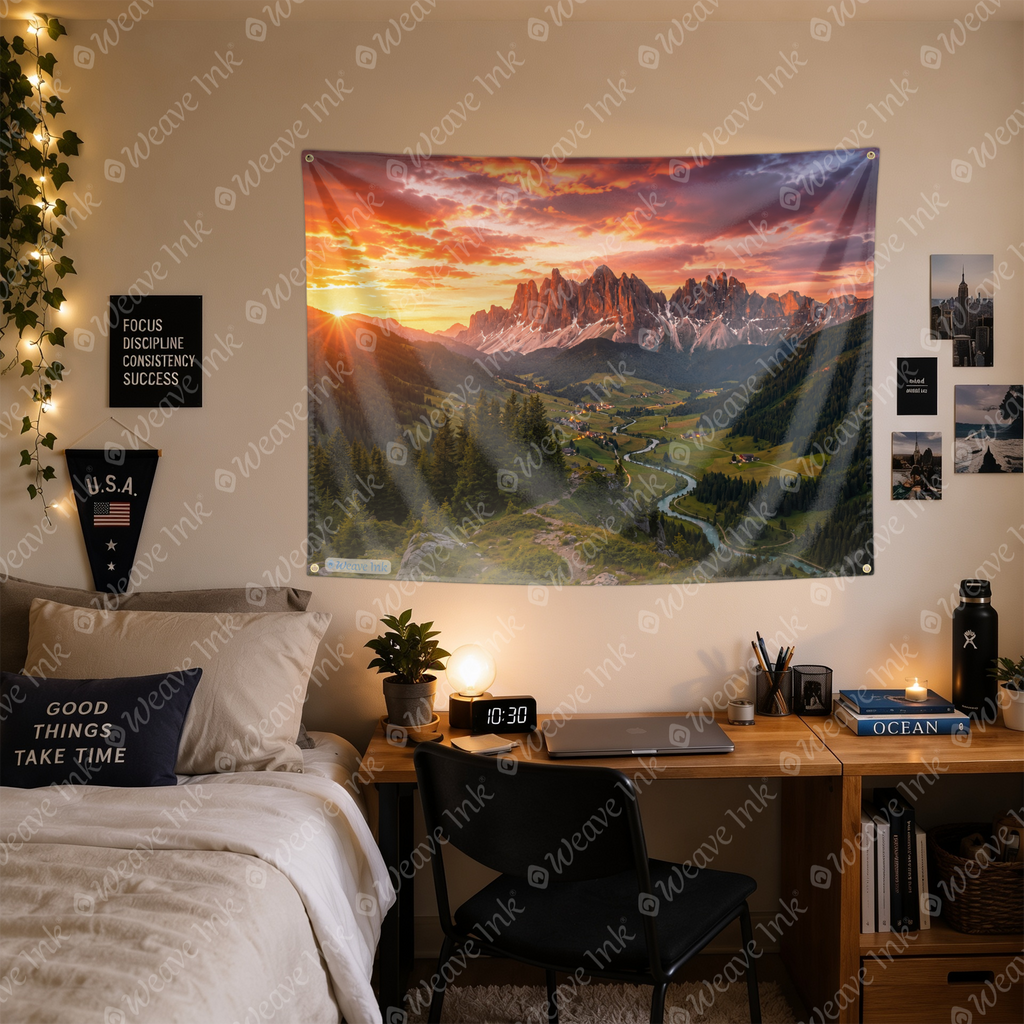 Mountain Landscape Sunset Tapestry Nature Forest Tree Wall Hanging for Bedroom Living Room Home Dorm Decor