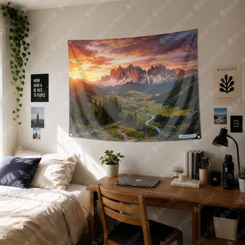 Mountain Landscape Sunset Tapestry Nature Forest Tree Wall Hanging for Bedroom Living Room Home Dorm Decor