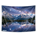 Milky Way Galaxy Mountain Lake Tapestry – Starry Night Sky Wall Hanging, Celestial Snow Peaks & Moon Reflection Nature Decor for Bedroom, Dorm & Living Room