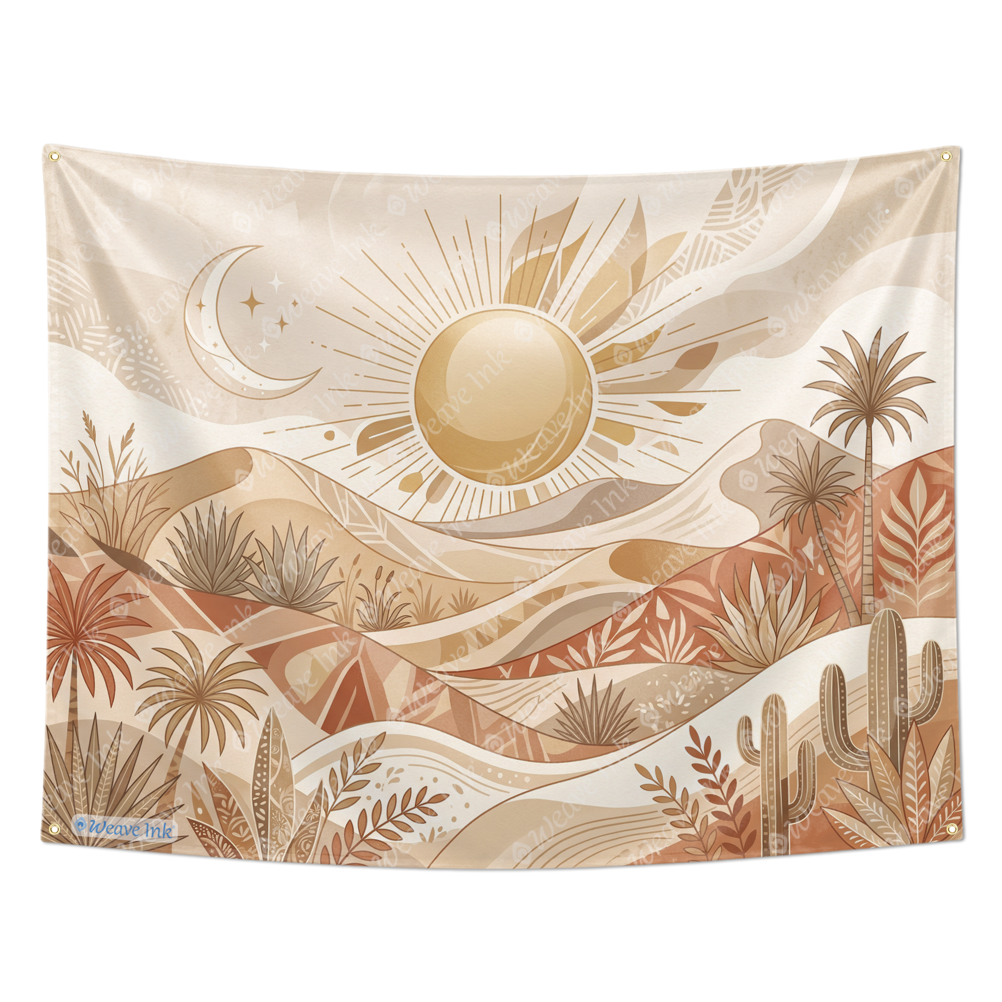 Boho Desert Sun & Moon Tapestry Wall Hanging – Minimalist Neutral Celestial Wall Decor for Bedroom, Living Room & Dorm Room Style 2
