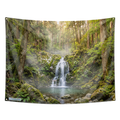 Japanese Zen Waterfall Tapestry Wall Hanging – Serene Forest Nature Wall Decor for Bedroom, Living Room & Meditation Space