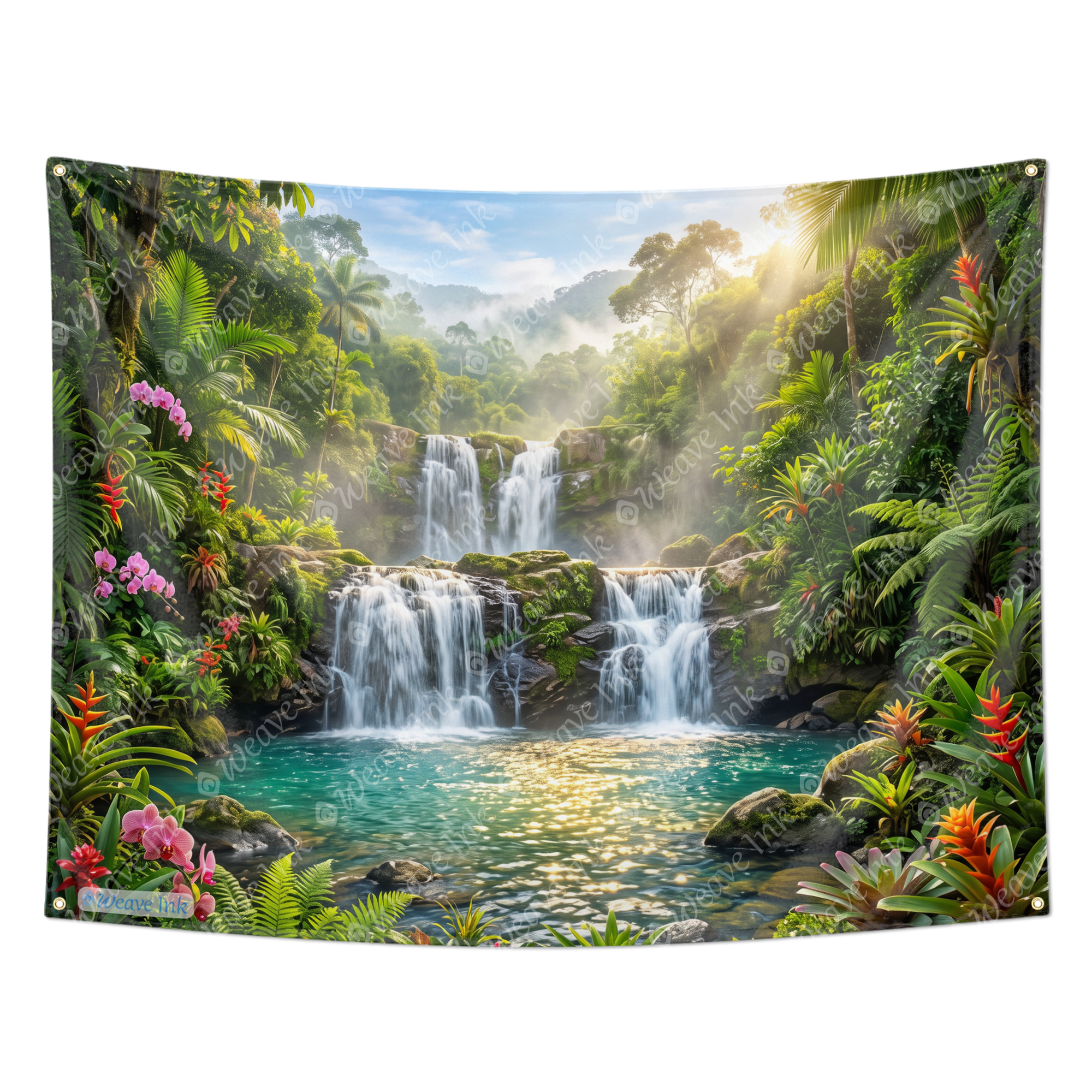 Tropical Paradise Waterfall Tapestry Wall Hanging – Exotic Nature Wall Decor for Bedroom, Living Room & Dorm Room