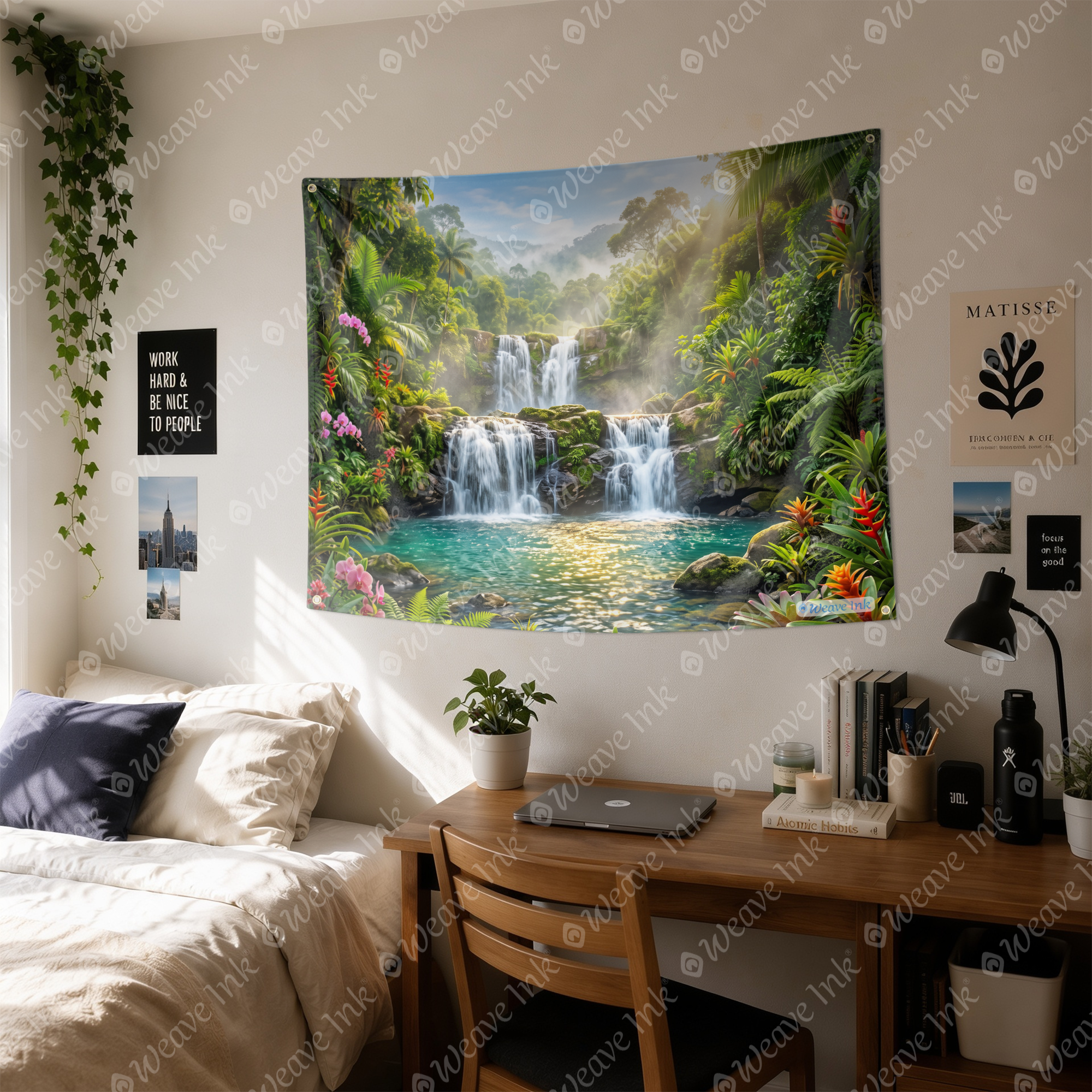 Tropical Paradise Waterfall Tapestry Wall Hanging – Exotic Nature Wall Decor for Bedroom, Living Room & Dorm Room