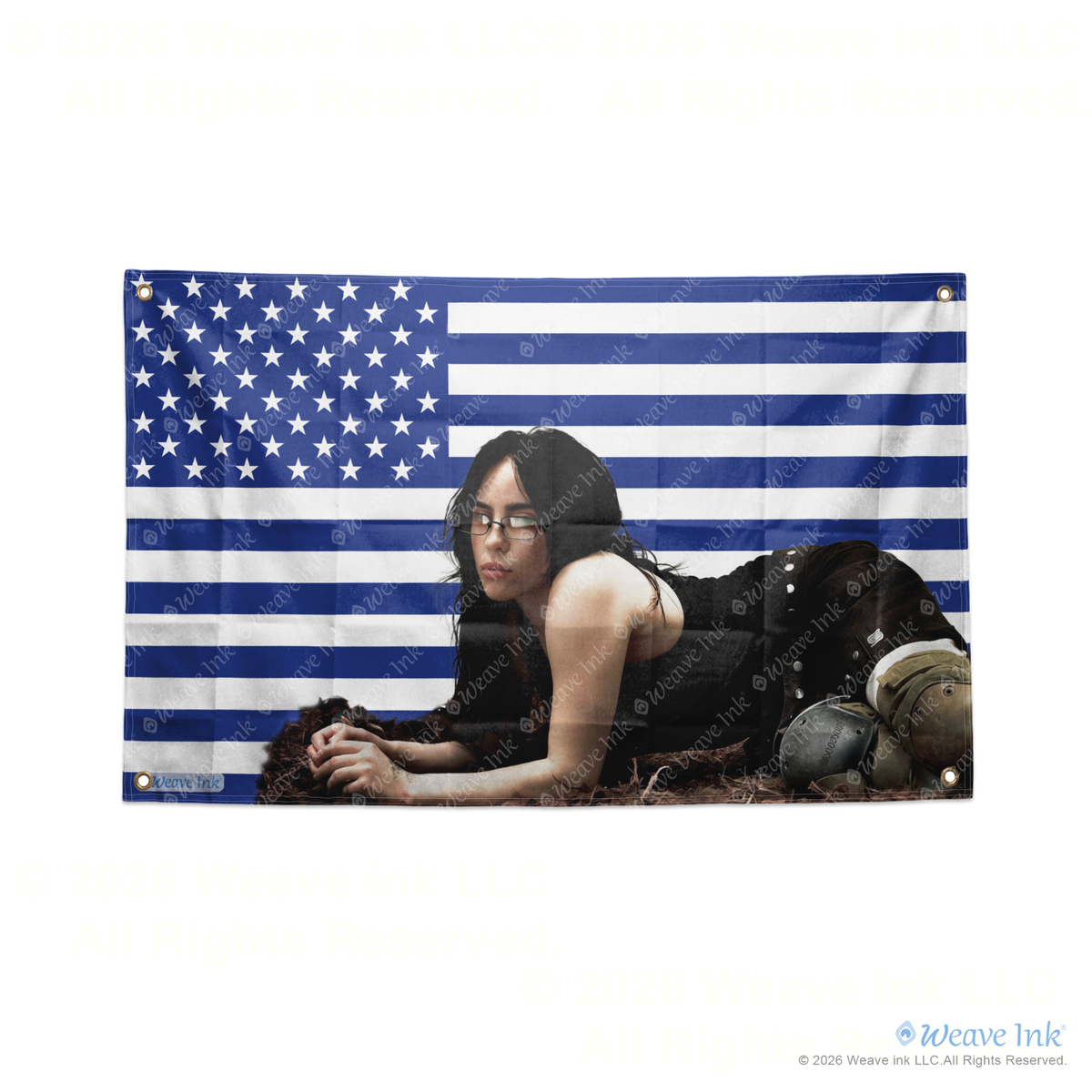 Billie Eilish USA Flag American Tapestry Pop Singer Wall Art & Aesthetic Room Decor 3x5Ft 5x8Ft Style 1