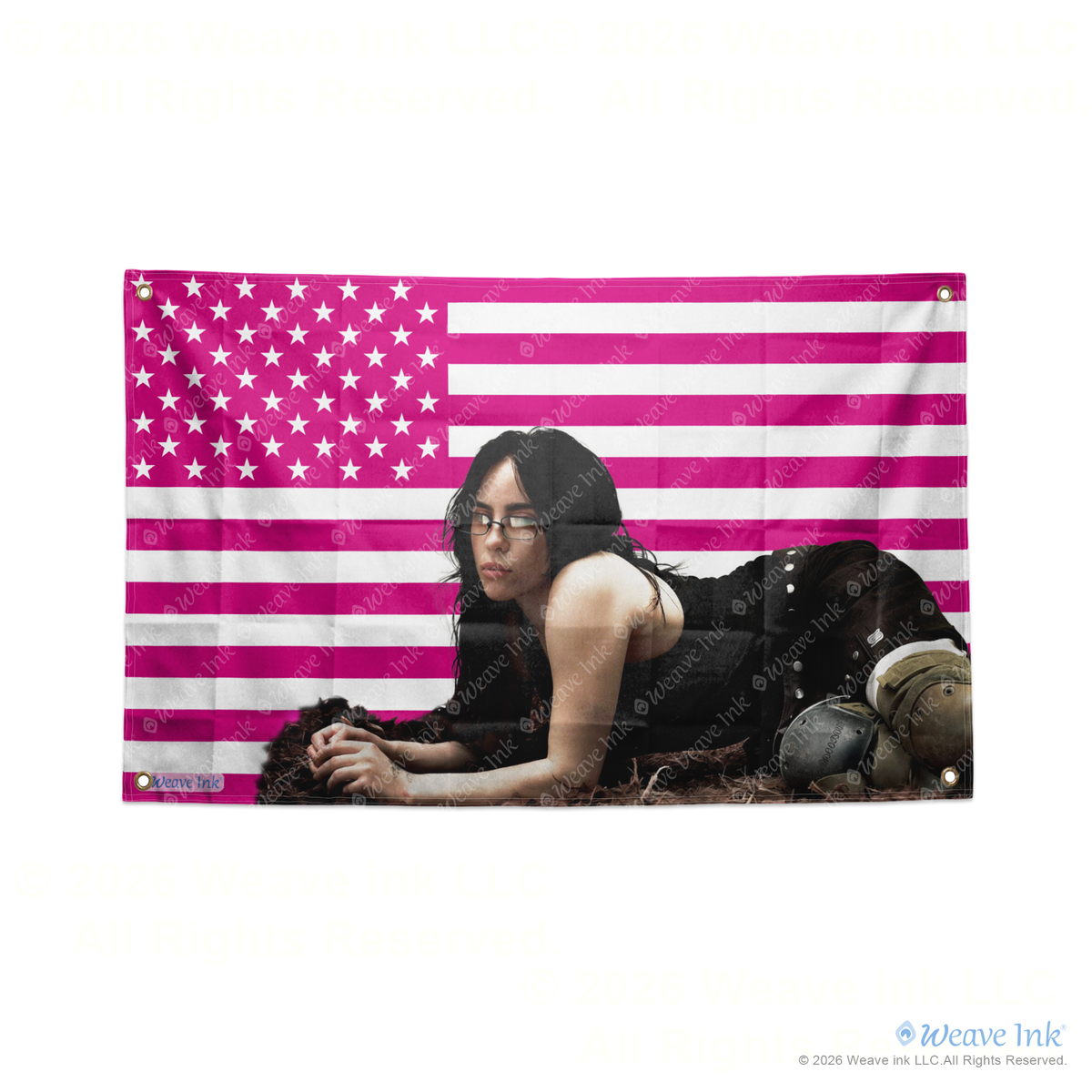 Billie Eilish USA Flag American Tapestry Pop Singer Wall Art & Aesthetic Room Decor 3x5Ft 5x8Ft Style 1