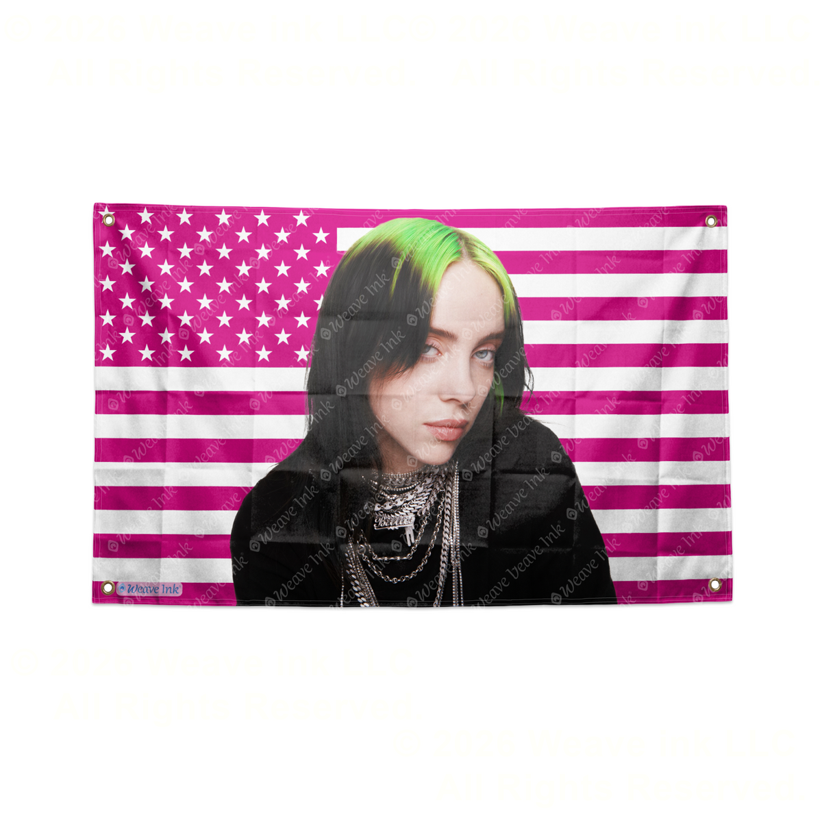 Billie Eilish USA Flag American Tapestry Pop Singer Wall Art & Aesthetic Room Decor 3x5Ft 5x8Ft Style 11