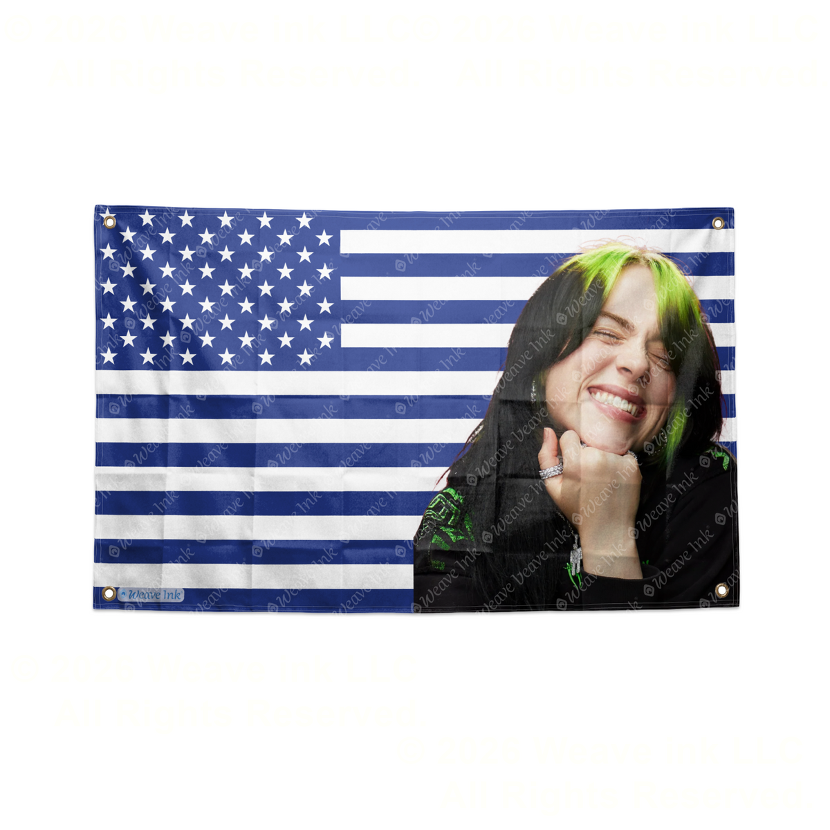 Billie Eilish USA Flag American Tapestry Pop Singer Wall Art & Aesthetic Room Decor 3x5Ft 5x8Ft Style 12