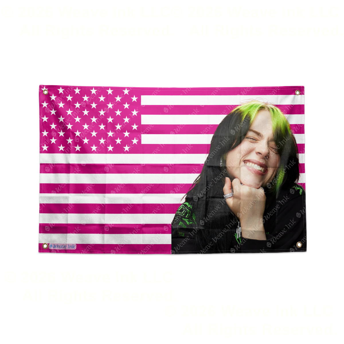 Billie Eilish USA Flag American Tapestry Pop Singer Wall Art & Aesthetic Room Decor 3x5Ft 5x8Ft Style 12