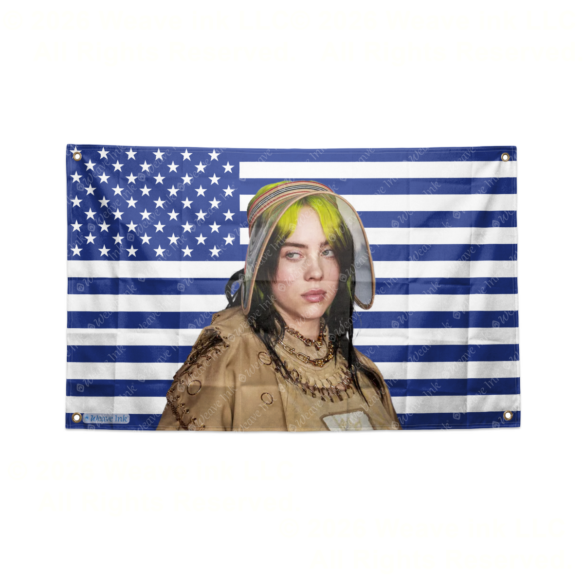 Billie Eilish USA Flag American Tapestry Pop Singer Wall Art & Aesthetic Room Decor 3x5Ft 5x8Ft Style 13