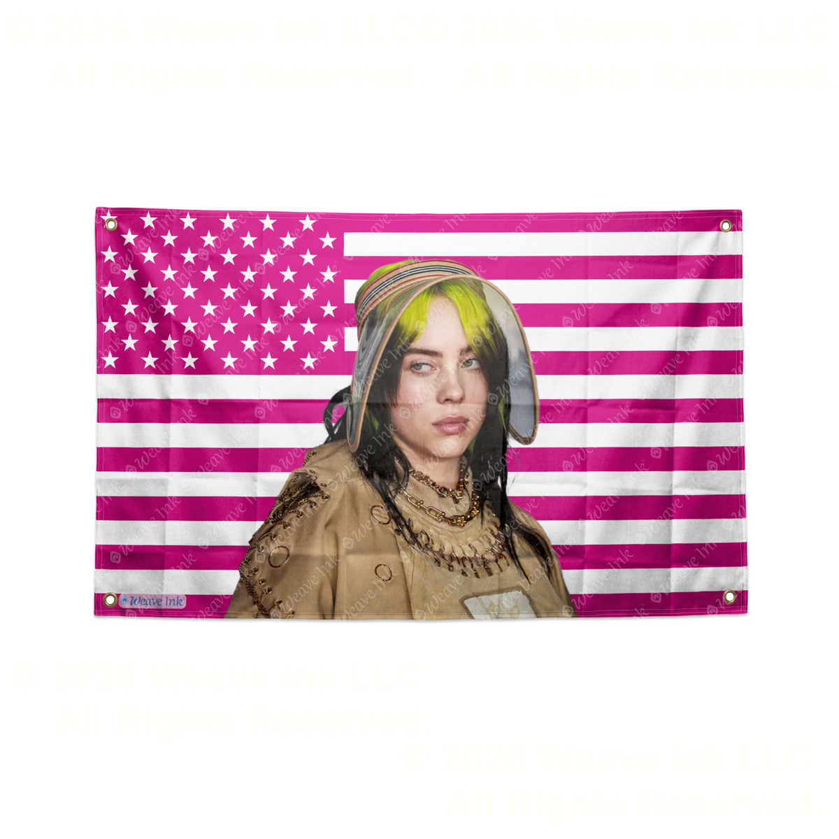 Billie Eilish USA Flag American Tapestry Pop Singer Wall Art & Aesthetic Room Decor 3x5Ft 5x8Ft Style 13