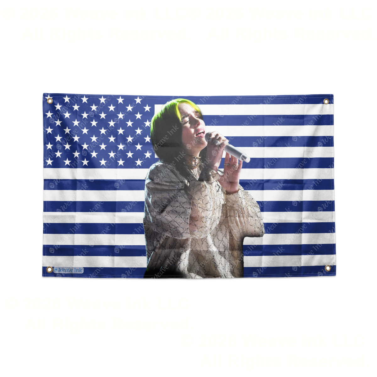 Billie Eilish USA Flag American Tapestry Pop Singer Wall Art & Aesthetic Room Decor 3x5Ft 5x8Ft Style 2
