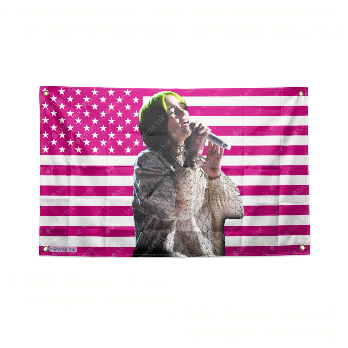 Billie Eilish USA Flag American Tapestry Pop Singer Wall Art & Aesthetic Room Decor 3x5Ft 5x8Ft Style 2