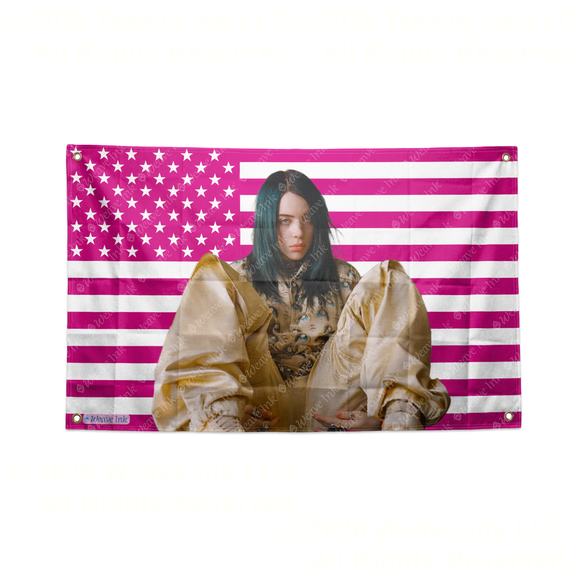 Billie Eilish USA Flag American Tapestry Pop Singer Wall Art & Aesthetic Room Decor 3x5Ft 5x8Ft Style 3