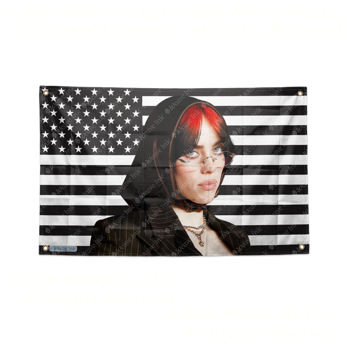 Billie Eilish USA Flag American Tapestry Pop Singer Wall Art & Aesthetic Room Decor 3x5Ft 5x8Ft Style 6