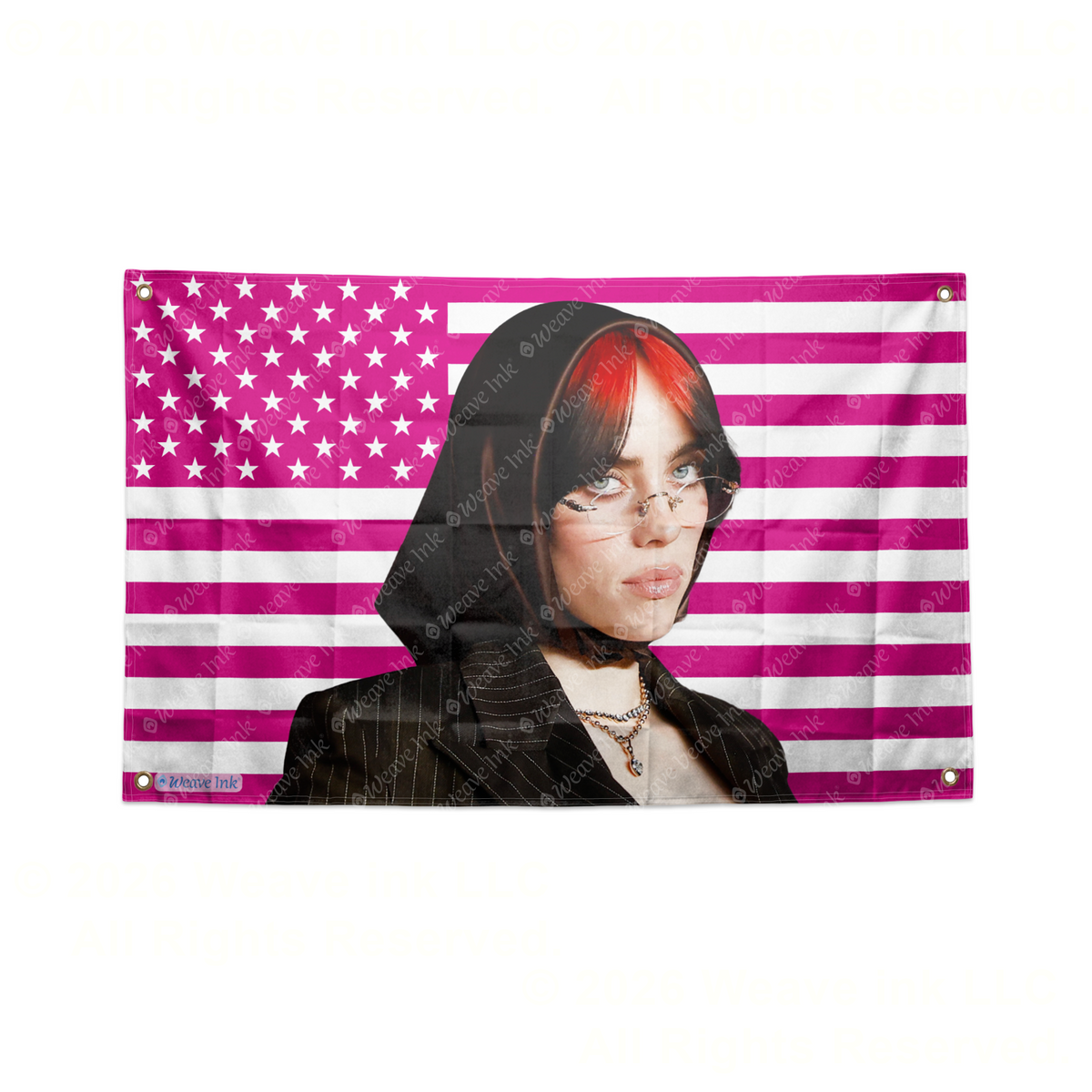 Billie Eilish USA Flag American Tapestry Pop Singer Wall Art & Aesthetic Room Decor 3x5Ft 5x8Ft Style 6