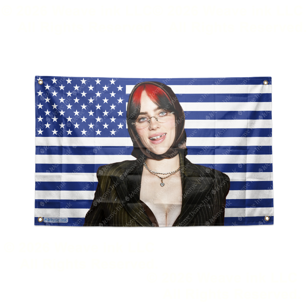 Billie Eilish USA Flag American Tapestry Pop Singer Wall Art & Aesthetic Room Decor 3x5Ft 5x8Ft Style 7
