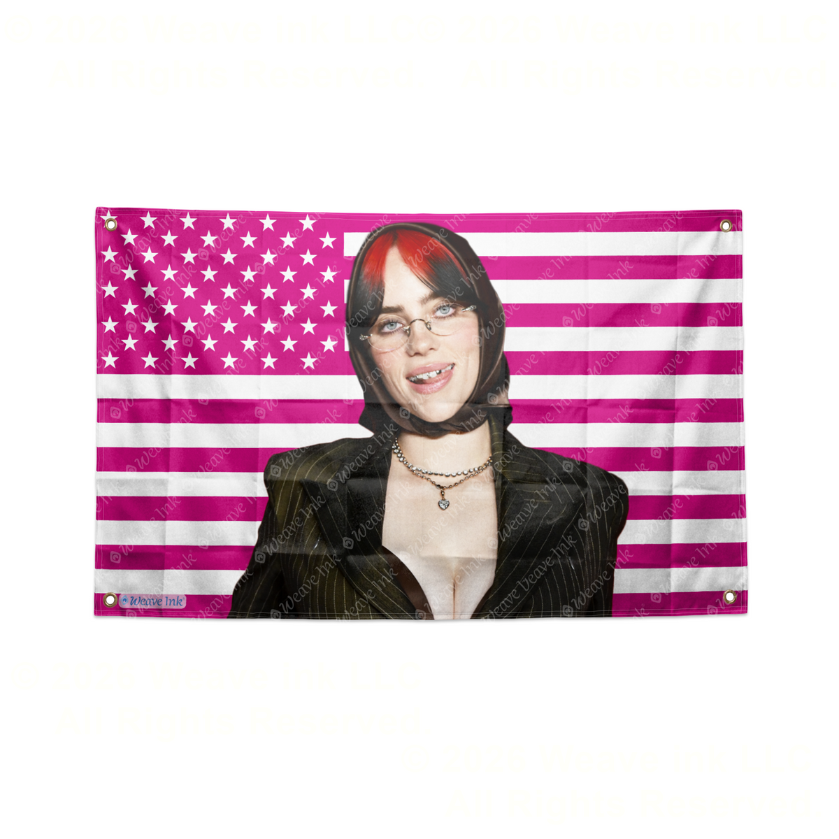 Billie Eilish USA Flag American Tapestry Pop Singer Wall Art & Aesthetic Room Decor 3x5Ft 5x8Ft Style 7