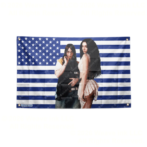 Billie Eilish USA Flag American Tapestry Pop Singer Wall Art & Aesthetic Room Decor 3x5Ft 5x8Ft Style 10