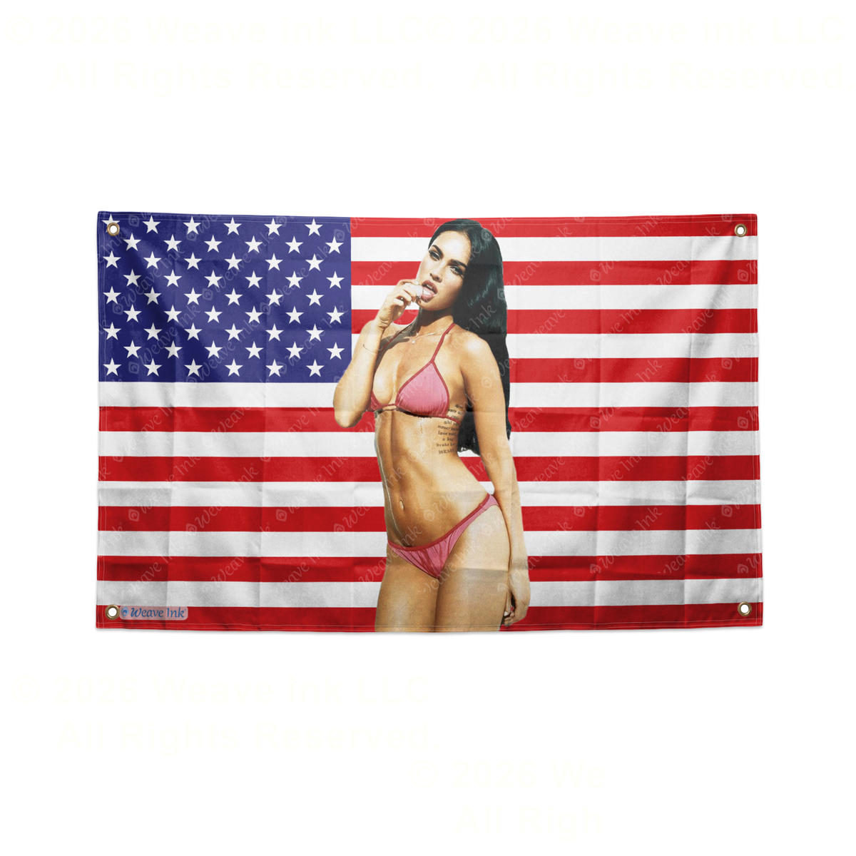 Popular Megan Fox Actress USA Flag Room Decor Banner Hanging Tapestry Celebrity Wall Art for Home Studio, Bar, Garage, and Man Cave Fan Gift - 3 x 5 Ft (90 x 150cm) - Style 9