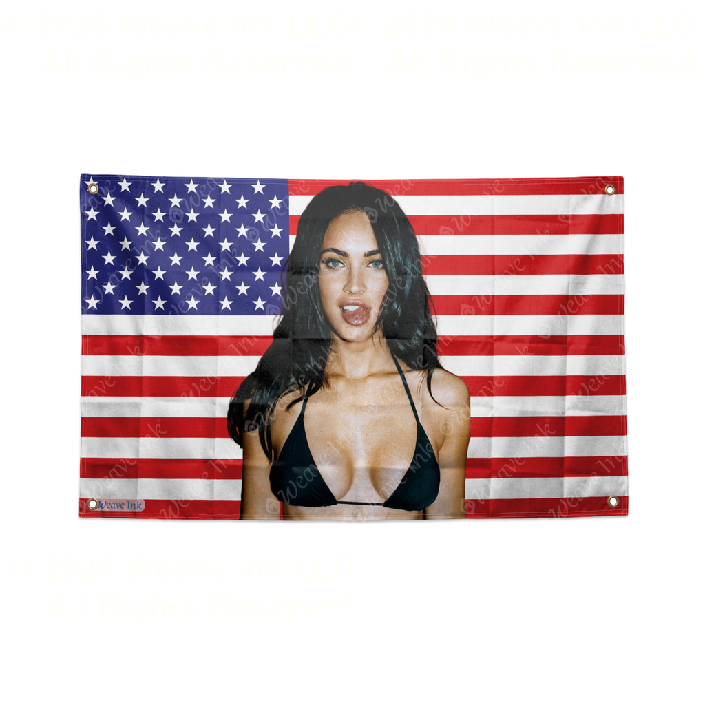 Popular American Actress USA Flag Room Decor Banner Hanging Tapestry Celebrity Wall Art for Home Studio, Bar, Garage, and Man Cave Fan Gift - 3 x 5 Ft (90 x 150cm) - Megan Fox - Style 1