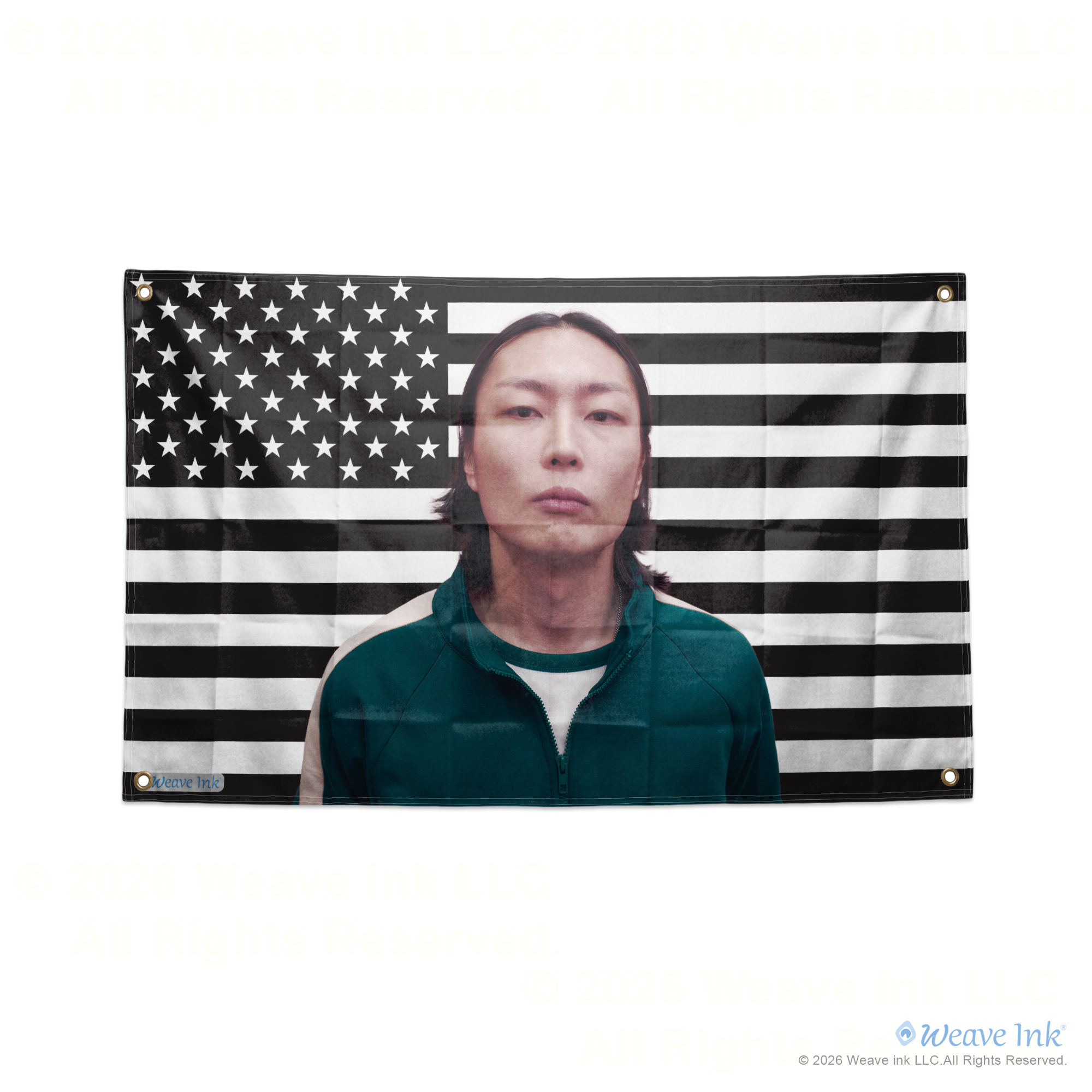 Nam-gyu Actor Squid Game USA Flag Wall Hanging Tapestry Room Decor Man Cave Garage Fan Gift