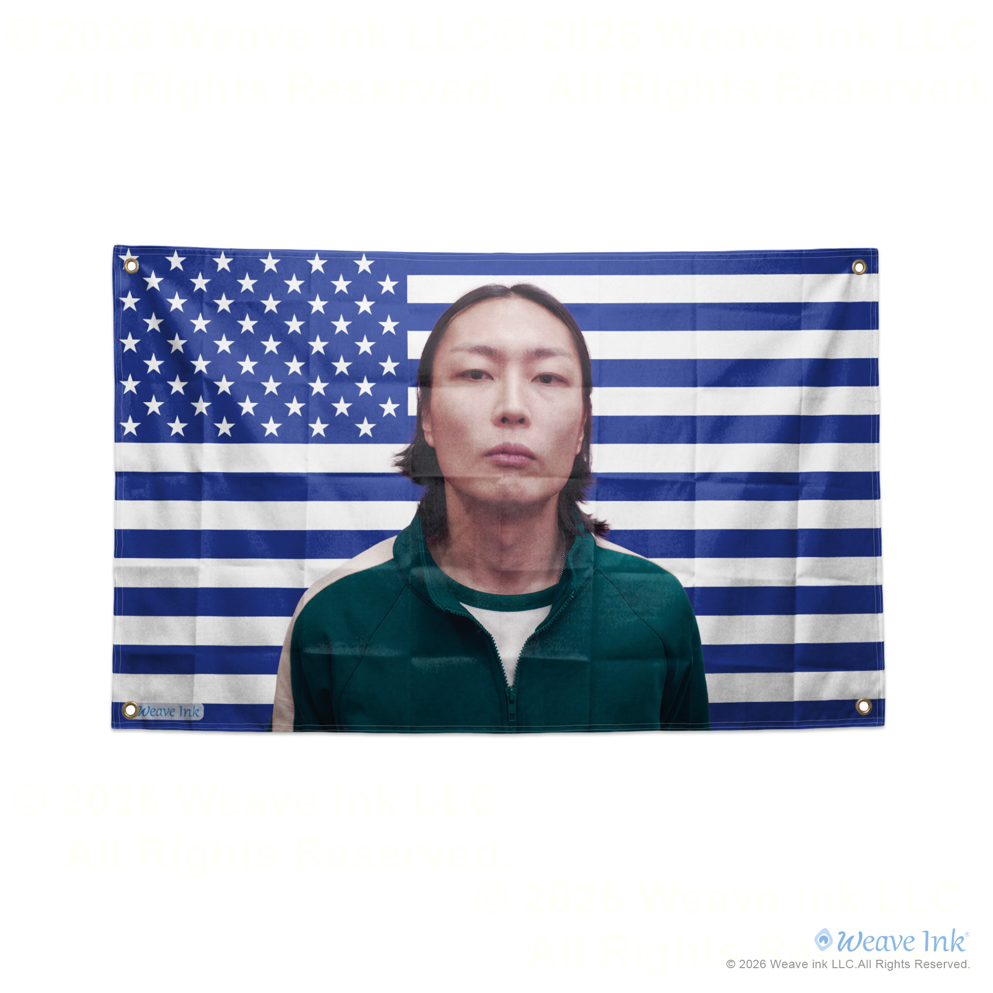 Nam-gyu Actor Squid Game USA Flag Wall Hanging Tapestry Room Decor Man Cave Garage Fan Gift