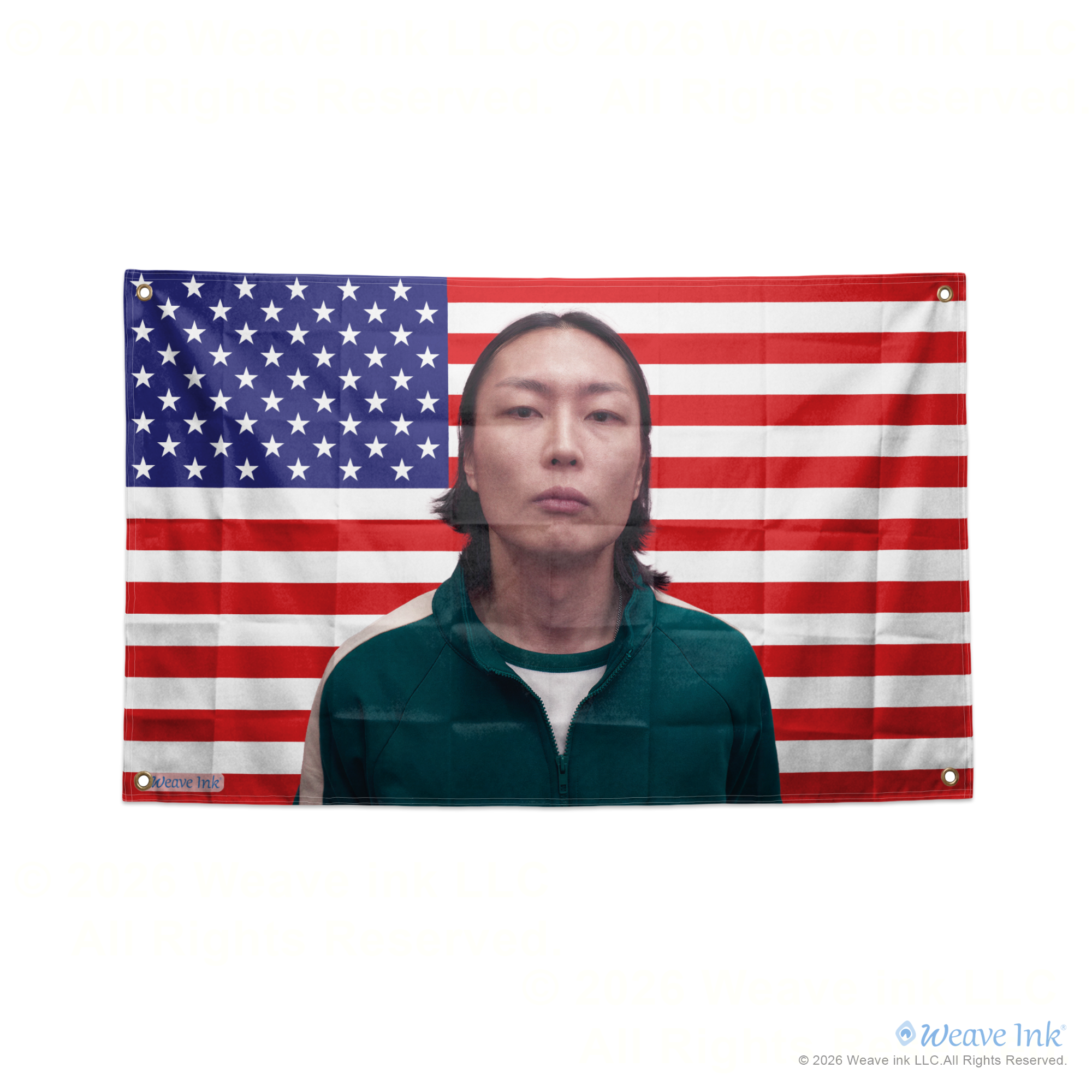 Nam-gyu Actor Squid Game USA Flag Wall Hanging Tapestry Room Decor Man Cave Garage Fan Gift