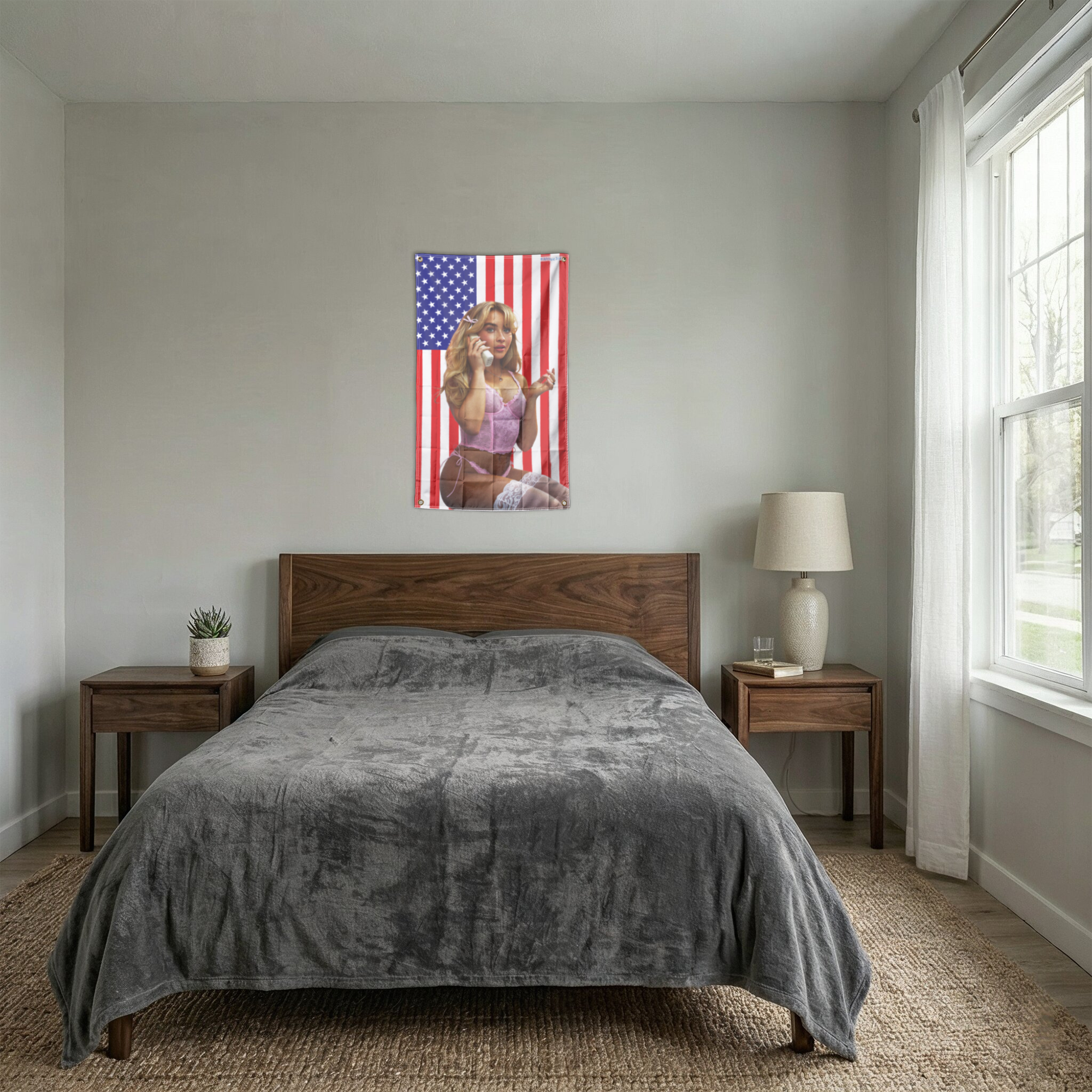 Sabrina Carpenter Singer USA Flag Wall Hanging Tapestry Room Decor Man Cave Garage Fan Gift