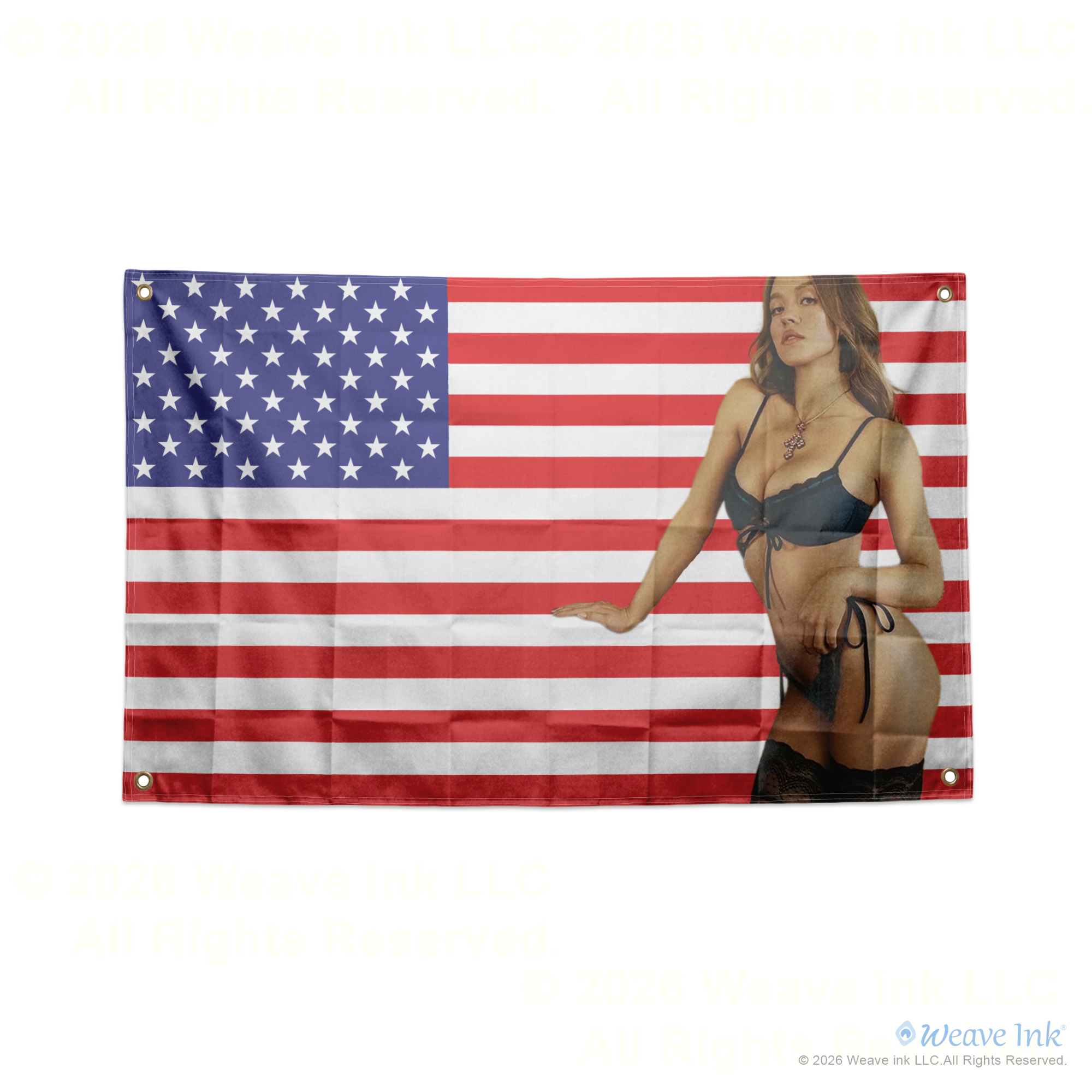 Sydney Sweeney Actress USA Flag Wall Hanging Tapestry Room Decor Man Cave Garage Fan Gift