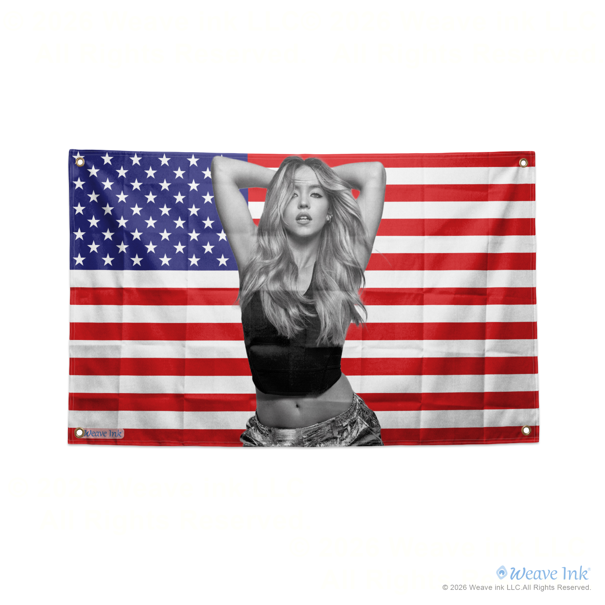 Sydney Sweeney Actress USA Flag Wall Hanging Tapestry Room Decor Man Cave Garage Fan Gift Style #8