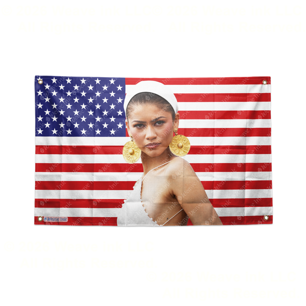 Zendaya USA Flag American Actress Tapestry Singer Wall Art & Aesthetic Room Decor 3x5Ft 5x8Ft Style 1