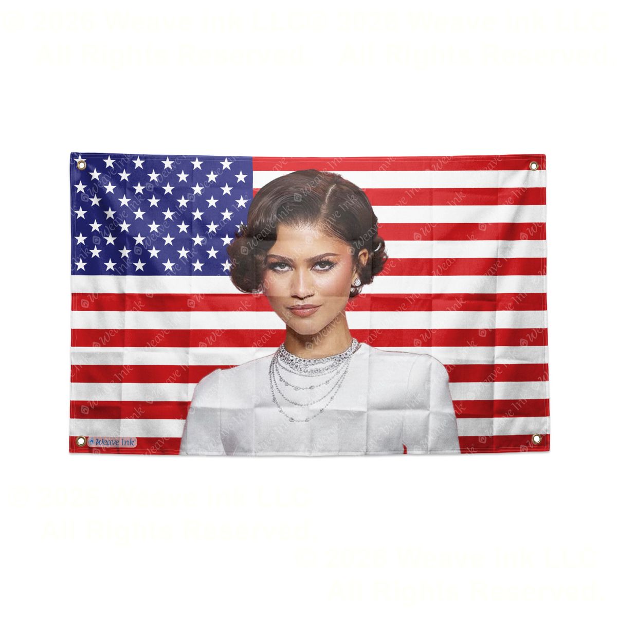 Zendaya USA Flag American Actress Tapestry Singer Wall Art & Aesthetic Room Decor 3x5Ft 5x8Ft Style 2
