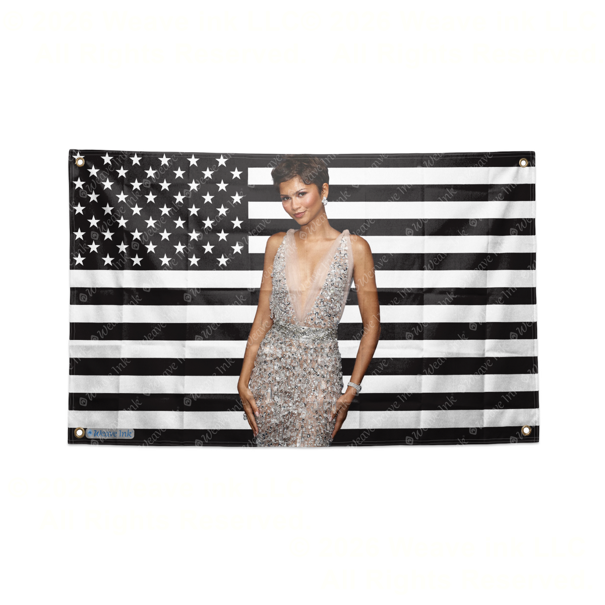 Zendaya USA Flag American Actress Tapestry Singer Wall Art & Aesthetic Room Decor 3x5Ft 5x8Ft Style 3