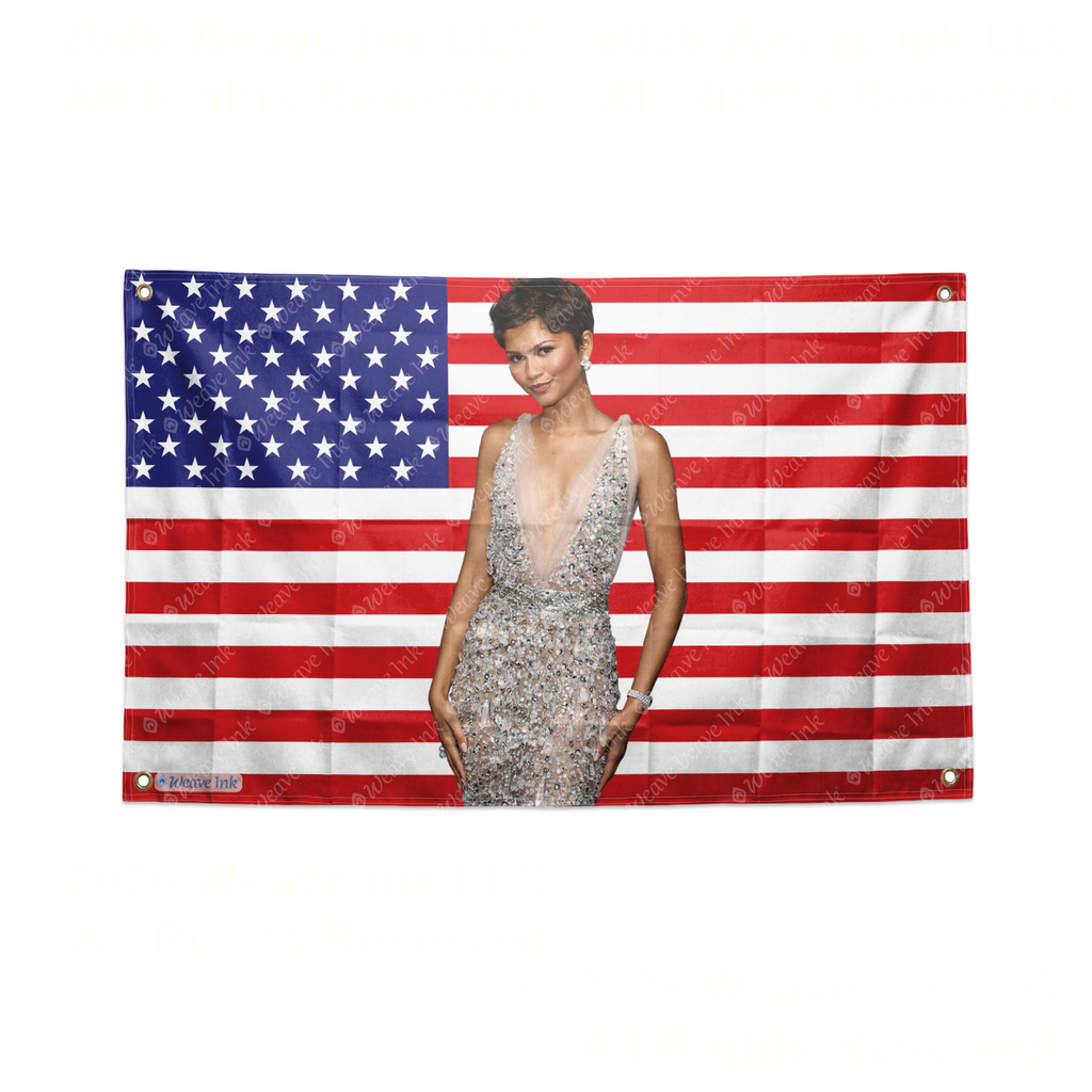 Zendaya USA Flag American Actress Tapestry Singer Wall Art & Aesthetic Room Decor 3x5Ft 5x8Ft Style 3