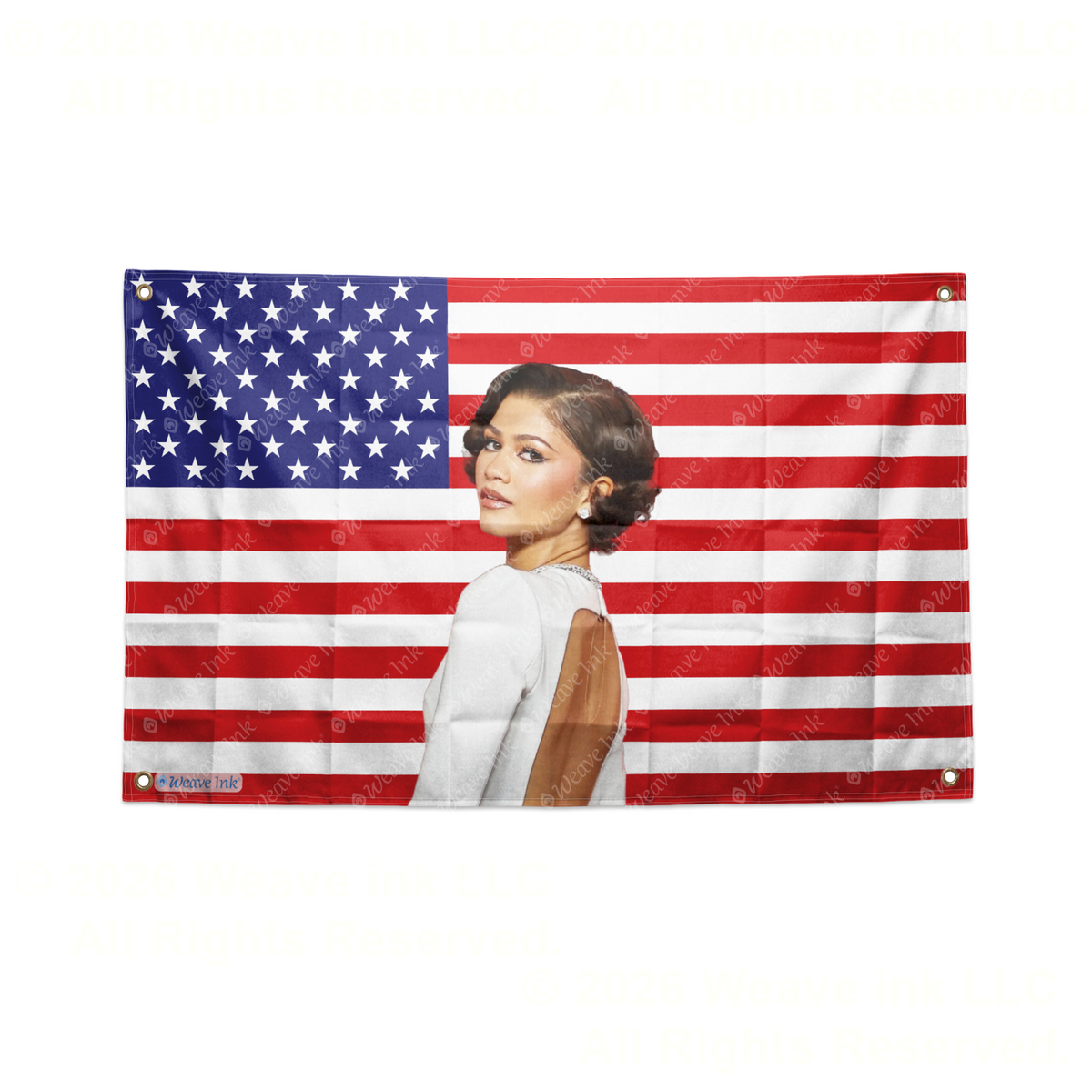 Zendaya USA Flag American Actress Tapestry Singer Wall Art & Aesthetic Room Decor 3x5Ft 5x8Ft Style 4