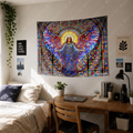 Stained Glass Angel Tapestry Gothic Cathedral Religious Wall Hanging Decor