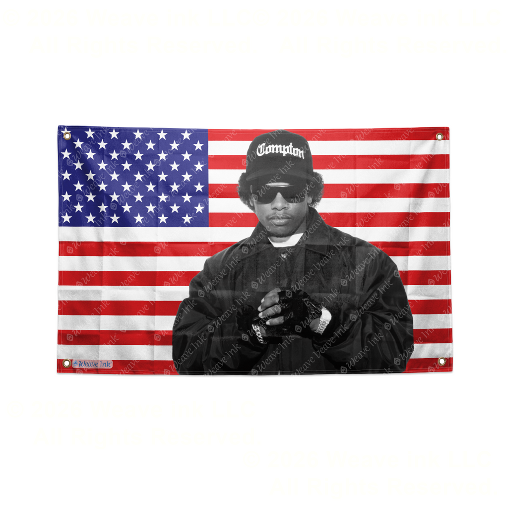 Eazy E USA Flag American Tapestry Rapper Singer Wall Art & Aesthetic Room Decor "Straight Outta Compton"