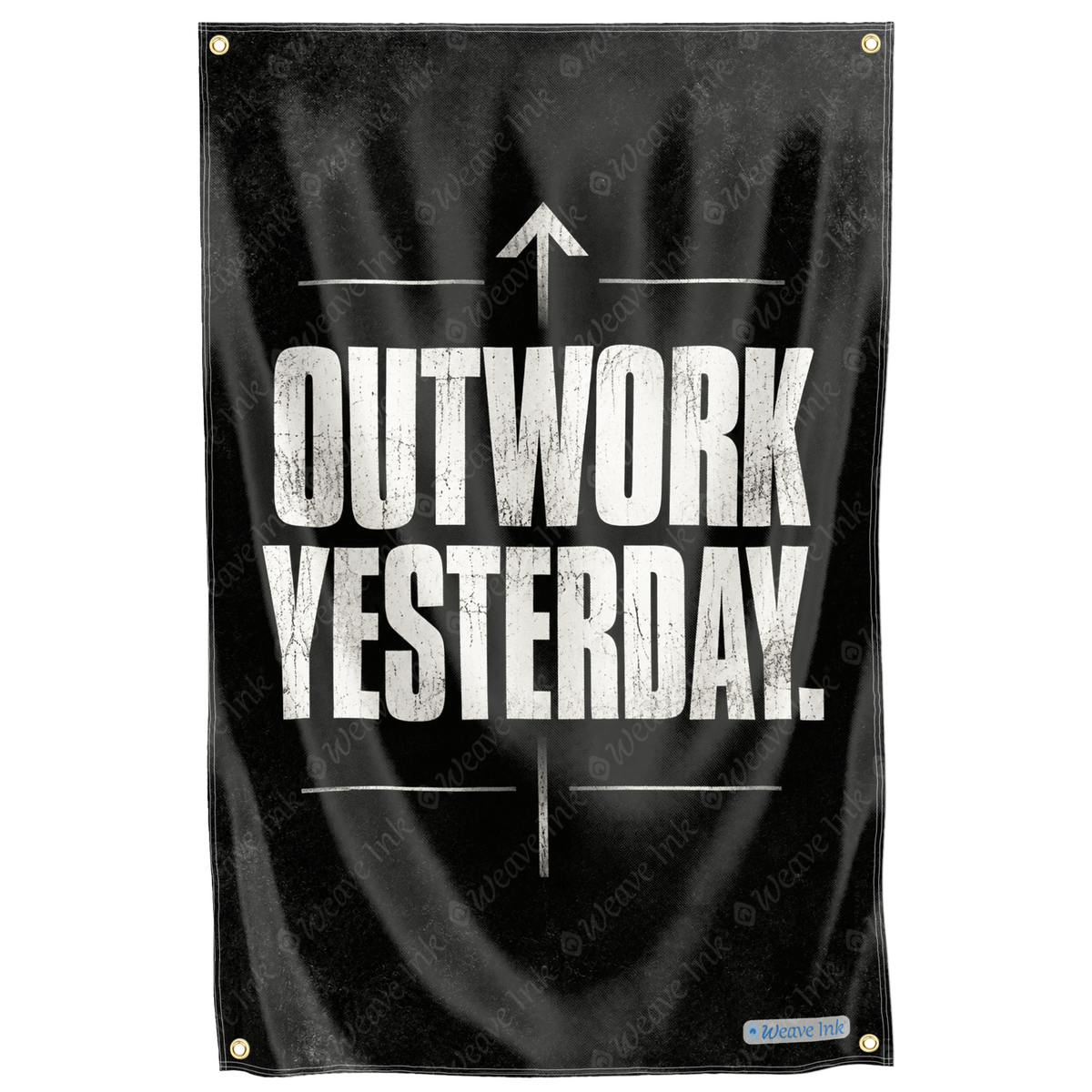 Motivational Quote Outwork Yesterday Gym Fitness Hustle Grind Flag Wall Hanging