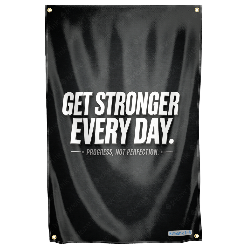 Motivational Quote Get Stronger Every Day Progress Not Perfection Gym Flag