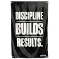 Motivational Quote Discipline Builds Results Gym Fitness Flag Hustle Grind